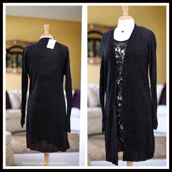 BLACK CARDI LONG LIGHTWEIGHT SUMMER CARDIGAN A2C - Picture 3 of 8